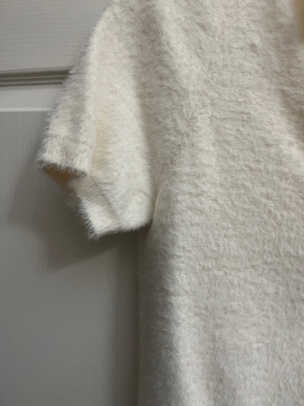 By Anthropologie Soft Short-Sleeve Cream Cardigan Sweater - Picture 5 of 9